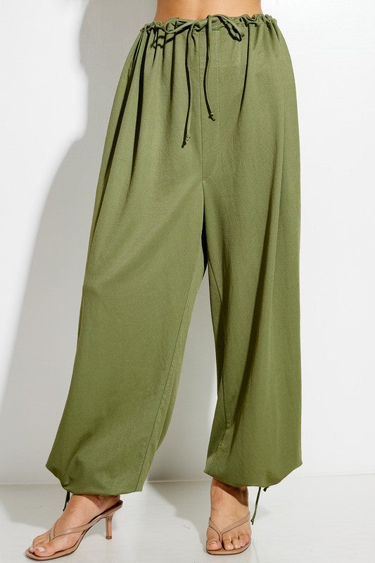 parachute pants with Parachute Pants with Elastic Waistline Drawstring view 13 (bottom) - shop at us.meeeshop