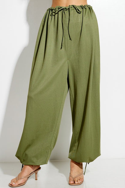 parachute pants with Parachute Pants with Elastic Waistline Drawstring view 13 (bottom) - shop at us.meeeshop