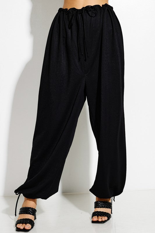 parachute pants with Parachute Pants with Elastic Waistline Drawstring view 3 (bottom) - shop at us.meeeshop