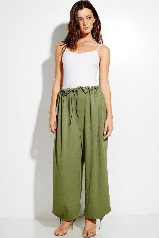 parachute pants with Parachute Pants with Elastic Waistline Drawstring view 16 (bottom) - shop at us.meeeshop