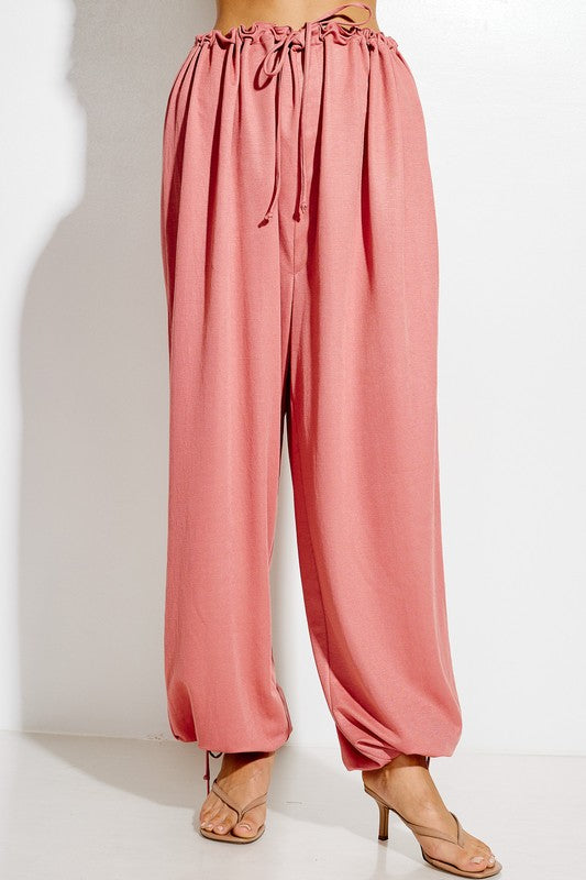 parachute pants with Parachute Pants with Elastic Waistline Drawstring view 9 (bottom) - shop at us.meeeshop