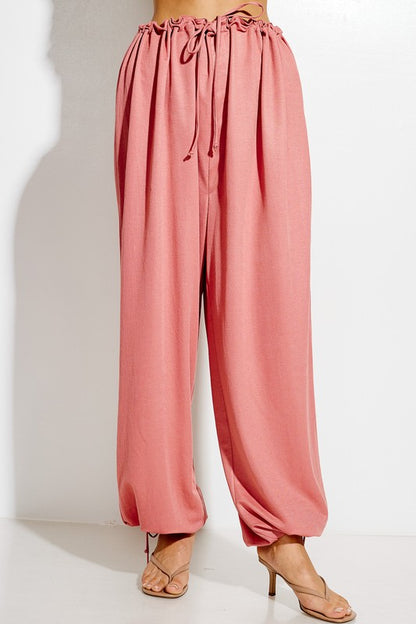 parachute pants with Parachute Pants with Elastic Waistline Drawstring view 9 (bottom) - shop at us.meeeshop