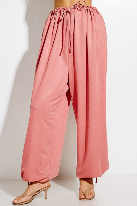 parachute pants with Parachute Pants with Elastic Waistline Drawstring view 8 (bottom) - shop at us.meeeshop