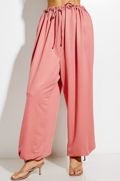 parachute pants with Parachute Pants with Elastic Waistline Drawstring view 8 (bottom) - shop at us.meeeshop
