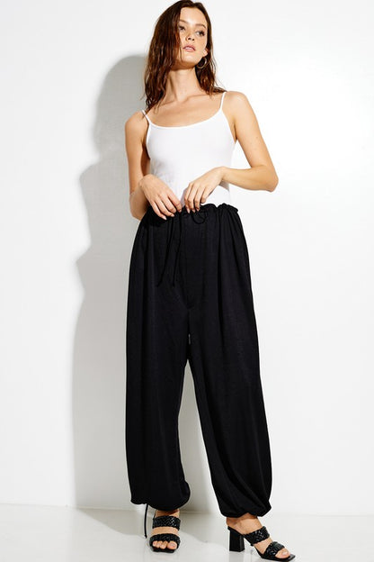 parachute pants with Parachute Pants with Elastic Waistline Drawstring view 2 (bottom) - shop at us.meeeshop