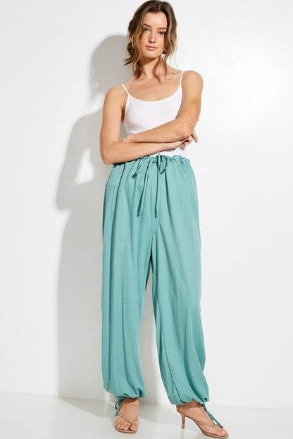 parachute pants with Parachute Pants with Elastic Waistline Drawstring view 23 (bottom) - shop at us.meeeshop