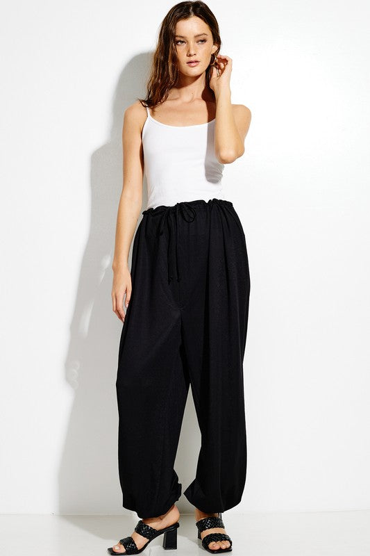 parachute pants with Parachute Pants with Elastic Waistline Drawstring view 6 (bottom) - shop at us.meeeshop