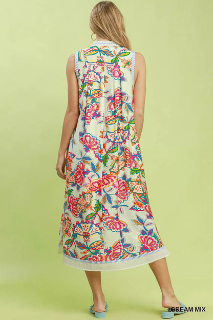 umgee paisley floral Umgee Paisley Floral Sleeveless Midi Dress view 3 (dress) - shop at us.meeeshop