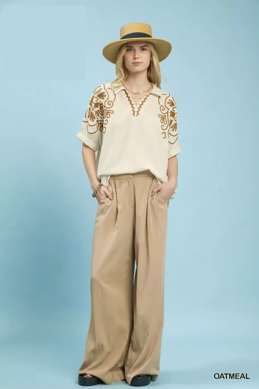 umgee floral embroidered Umgee Floral Embroidered Sleeve Blouse view 5 (top) - shop at us.meeeshop