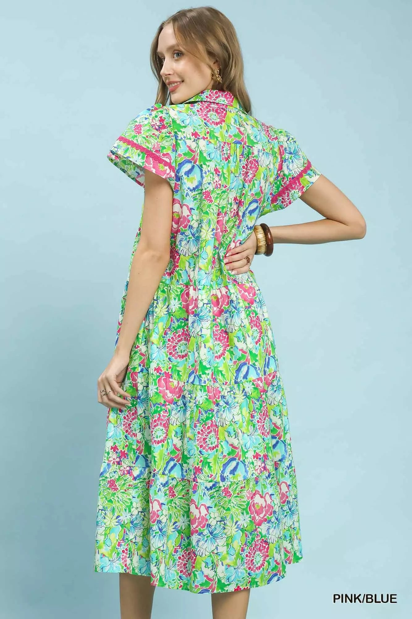 umgee bold mixed Umgee Bold Mixed Floral Tiered Midi Dress view 3 (dress) - shop at us.meeeshop