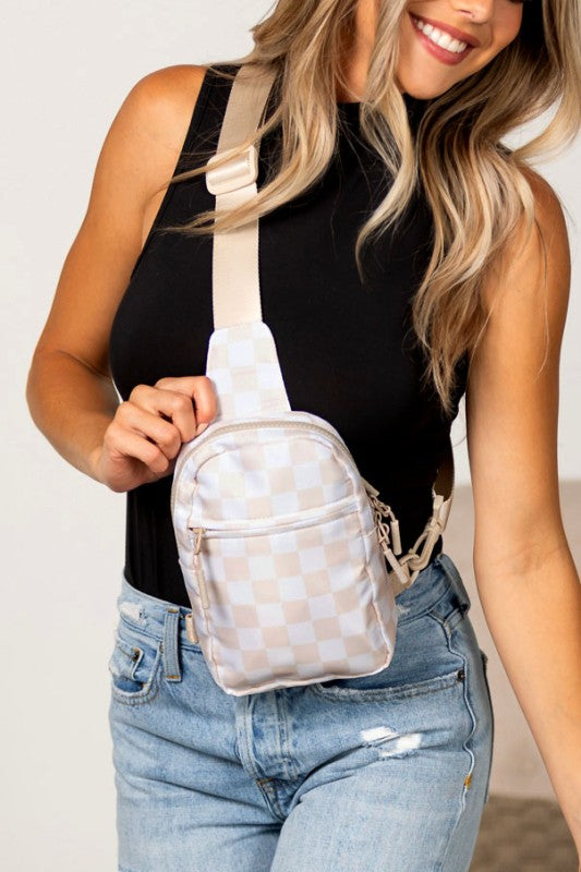 kenzie nylon checkered Kenzie Nylon Checkered Sling Bag view 2 (bag) - shop at us.meeeshop