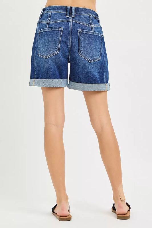 risen high rise RISEN High Rise Seamed Roll up Shorts view 2 (bottom) - shop at us.meeeshop