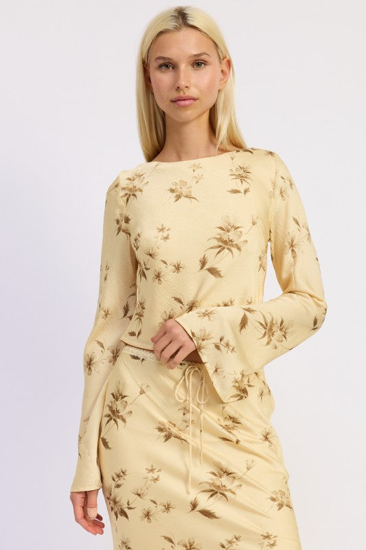 cowl neck long Cowl Neck Long Sleeve Blouse view 2 (top) - shop at us.meeeshop
