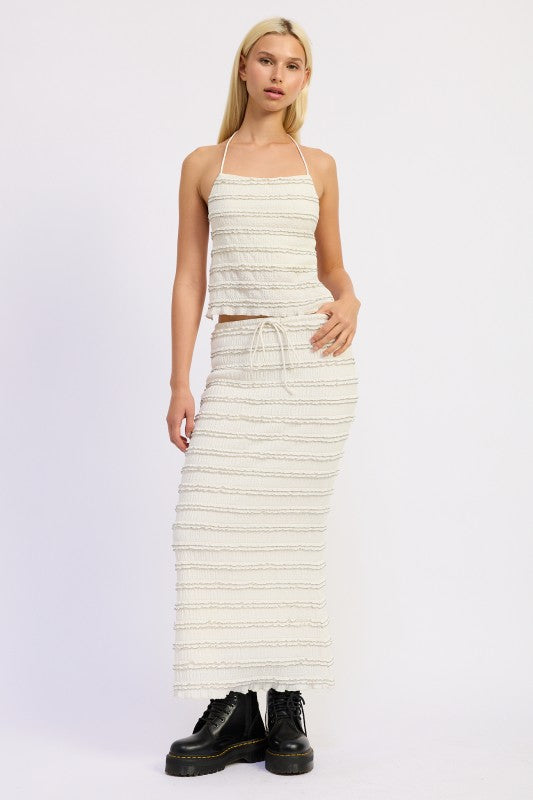 low rise ruffle Low Rise Ruffle Maxi Skirt view 2 (dress) - shop at us.meeeshop
