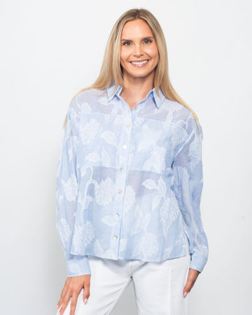 Pinstripe Jacquard Button Shirt