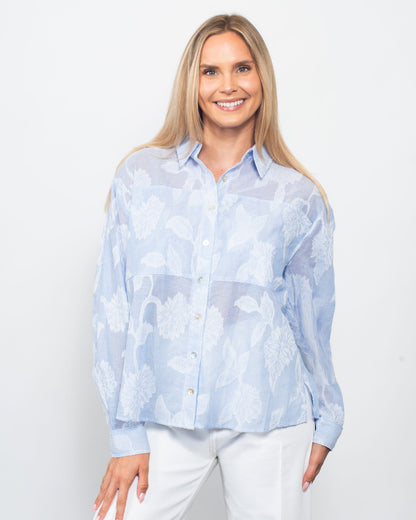 Pinstripe Jacquard Button Shirt