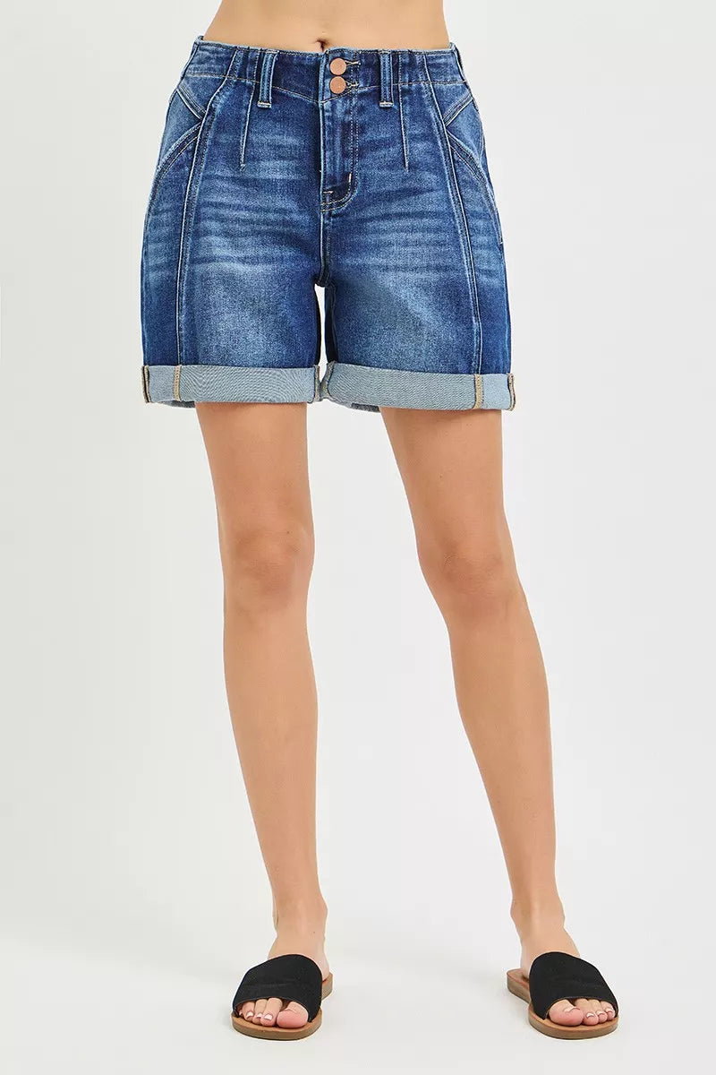 risen high rise RISEN High Rise Seamed Roll up Shorts view 6 (bottom) - shop at us.meeeshop