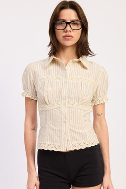 Button up Cap Sleeve Shirt