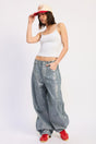 Mid Rise Striiped Baggy Jeans