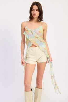Wrapped Cascading Ruffle Cami