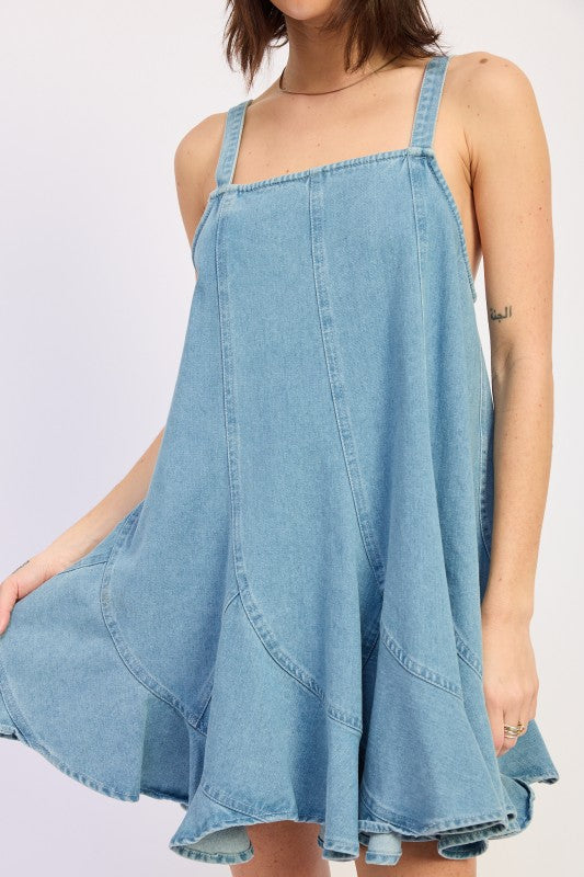 Paneled Denim Overall Dress us.meeeshop - Jumpsuits & Rompers