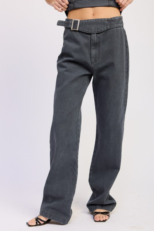 Low Rise Belted Pants | view 9 | Emory Park | us.meeeshop