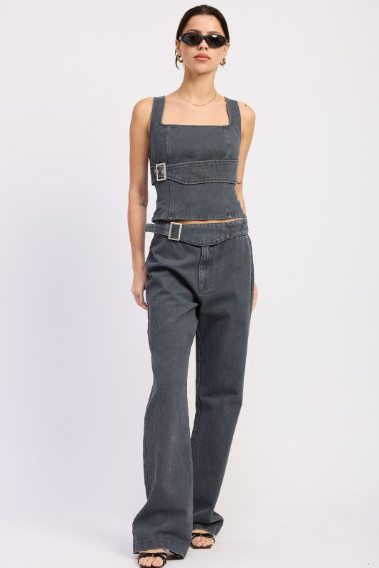 Low Rise Belted Pants | view 2 | Emory Park | us.meeeshop