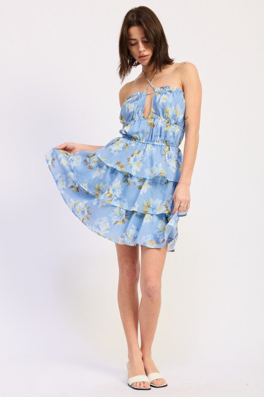 Off Shoulder Tiered Mini Floral Dress | view 3 | Emory Park | us.meeeshop