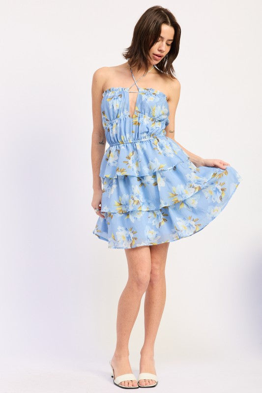 Off Shoulder Tiered Mini Floral Dress | view 5 | Emory Park | us.meeeshop