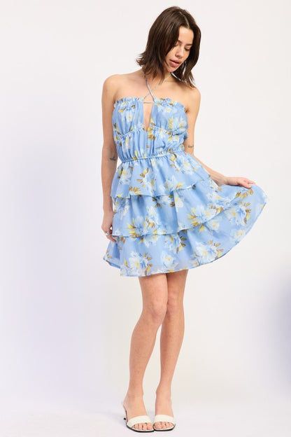 Off Shoulder Tiered Mini Floral Dress | view 5 | Emory Park | us.meeeshop