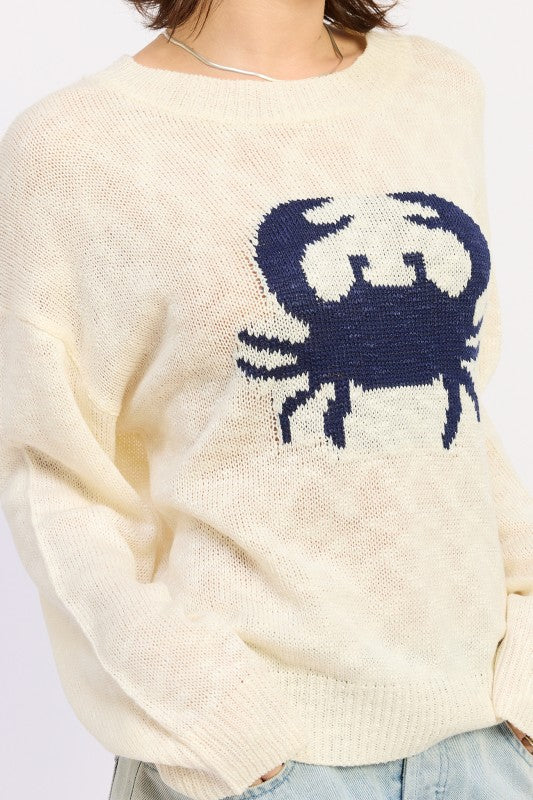 Blue Crab Slub Sweater | view 5 | Emory Park | us.meeeshop