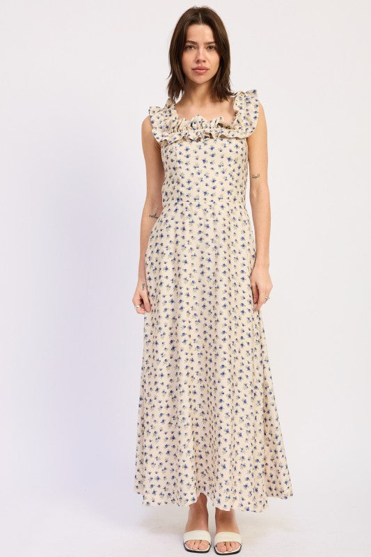 Ruffled Neckline Maxi Dress (women's dresses) view 2 - shop at us.meeeshop