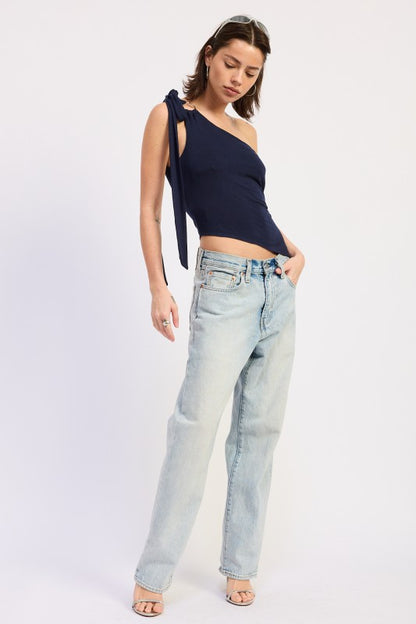Asymmetrical O-Ring Top with Shoulder Tie | view 35 | Emory Park | us.meeeshop