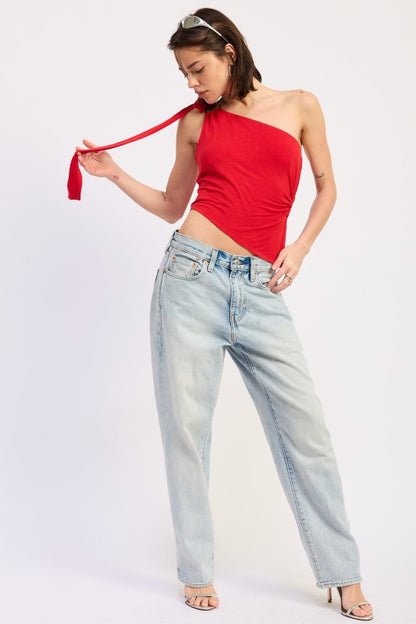 Asymmetrical O-Ring Top with Shoulder Tie | view 57 | Emory Park | us.meeeshop