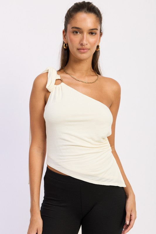 Asymmetrical O-Ring Top with Shoulder Tie | view 13 | Emory Park | us.meeeshop