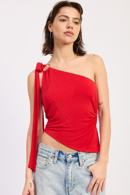 Asymmetrical O-Ring Top with Shoulder Tie | view 46 | Emory Park | us.meeeshop