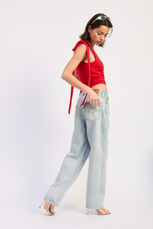 Asymmetrical O-Ring Top with Shoulder Tie | view 65 | Emory Park | us.meeeshop