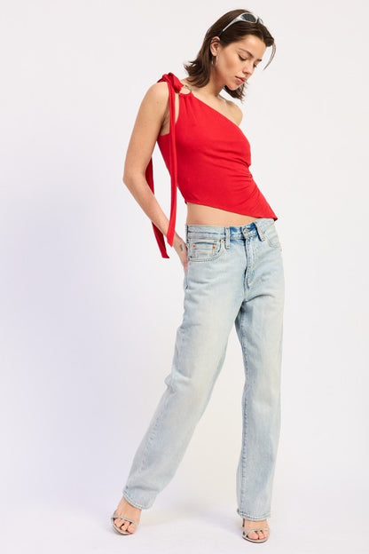 Asymmetrical O-Ring Top with Shoulder Tie | view 60 | Emory Park | us.meeeshop