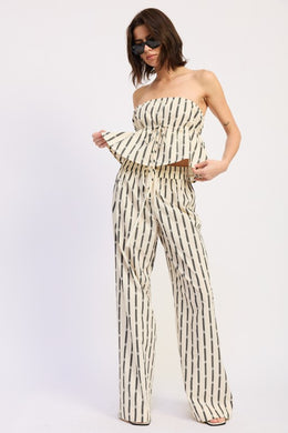 Striped Lounge Pants with Waist Drawstring