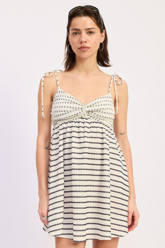 mix media mini Mix Media Mini Dress with Shoulder Ties view 2 (dress) - shop at us.meeeshop