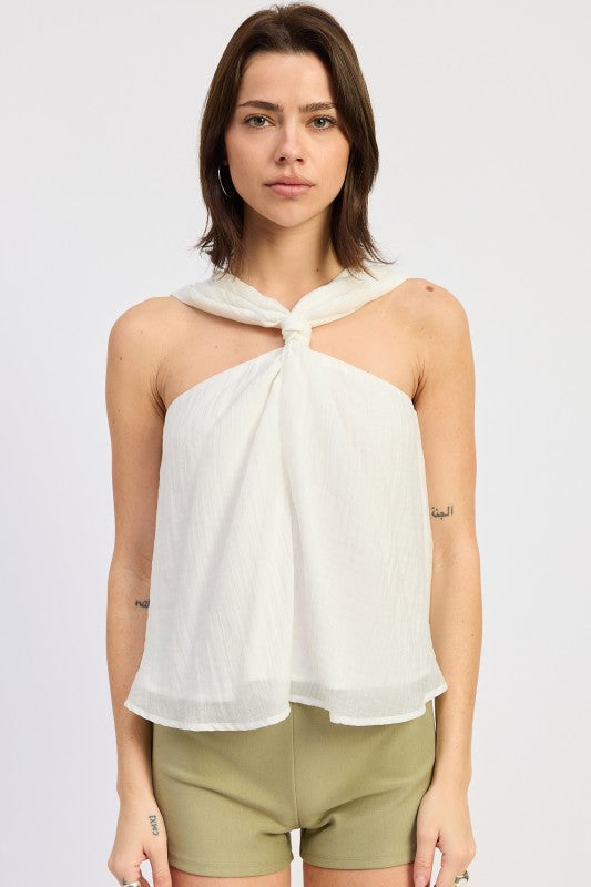 crinkle linen top Crinkle Linen Top with Front Tie view 2 (top) - shop at us.meeeshop