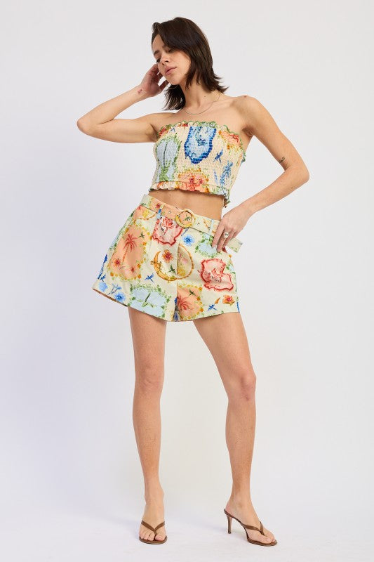 belted hem cuffed Belted Hem Cuffed Shorts view 2 (bottom) - shop at us.meeeshop