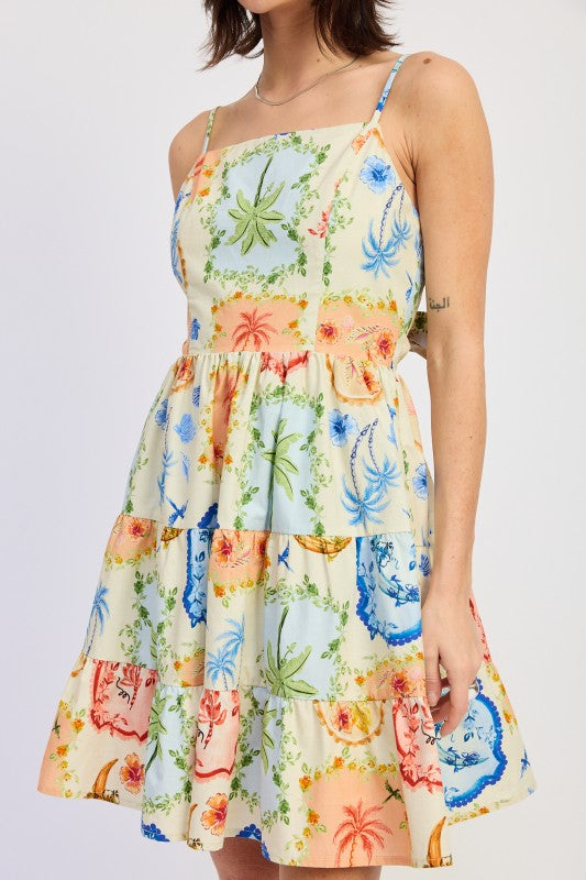 A Line Tiered Mini Dress With Back Bow Tie us.meeeshop -  Dresses