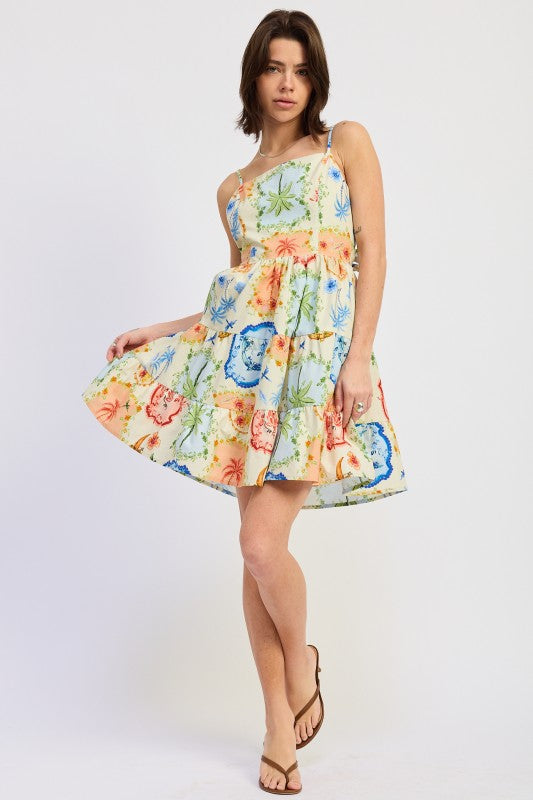 A Line Tiered Mini Dress With Back Bow Tie us.meeeshop -  Dresses
