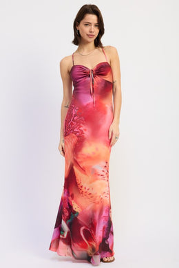 Halter Cross Back Maxi Dress