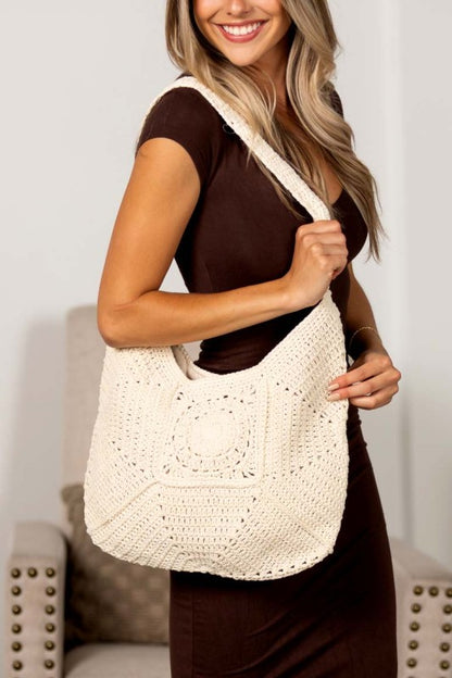 Raquel Crochet Hobo Bag | in Straw | view 5 | Aili's Corner | us.meeeshop
