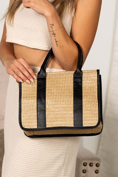 Mericela Mixed Media Straw Tote | view 6 | Aili's Corner | us.meeeshop