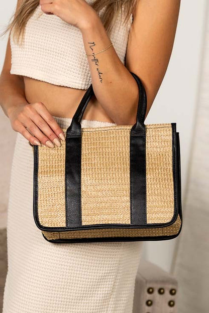 Mericela Mixed Media Straw Tote | view 6 | Aili's Corner | us.meeeshop