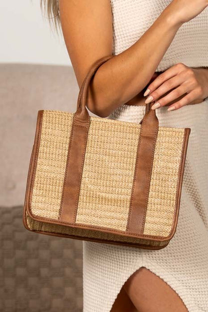 Mericela Mixed Media Straw Tote | view 3 | Aili's Corner | us.meeeshop