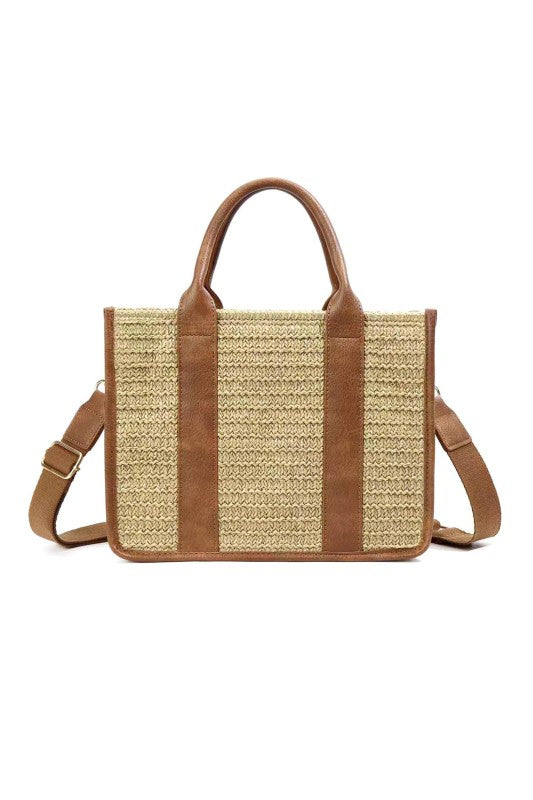Mericela Mixed Media Straw Tote | view 4 | Aili's Corner | us.meeeshop